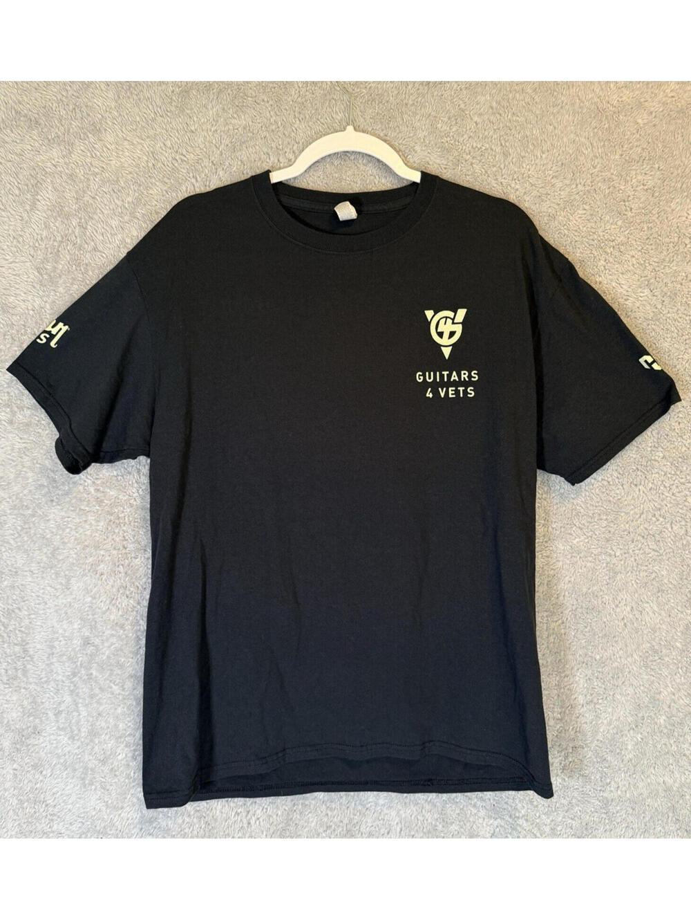 Guitars 4 Vets T-Shirt Mens Large Jerzees DriPower Black G4V Veteran Charity Tee